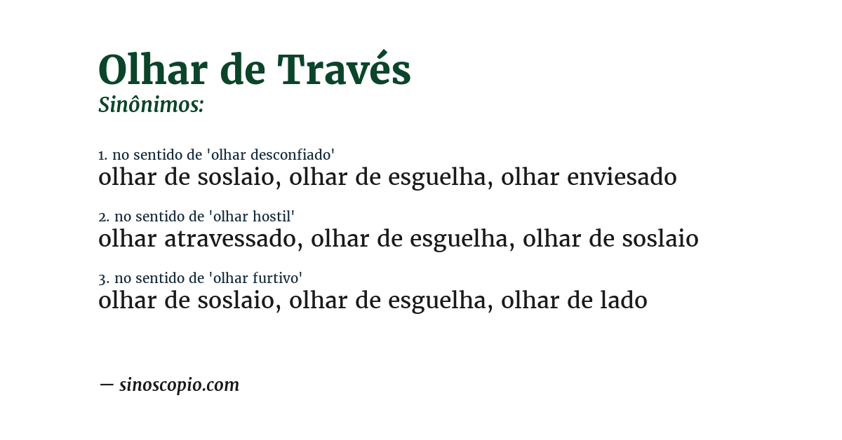 Sinônimo de olhar de través