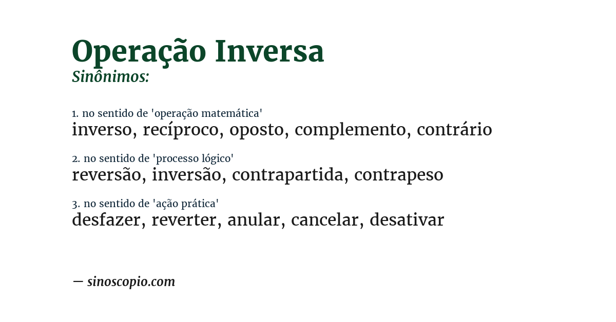 Sinônimo de operação inversa