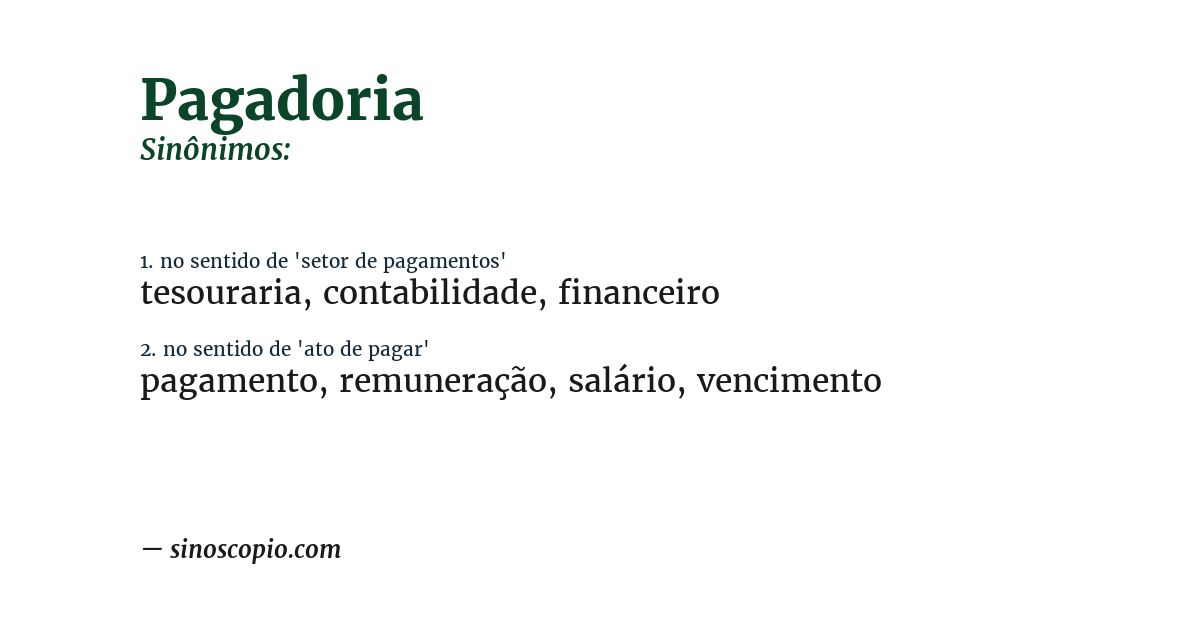 Sinônimo de pagadoria