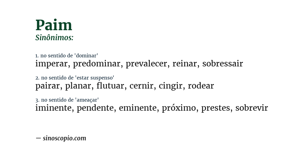 Sinônimo de paim