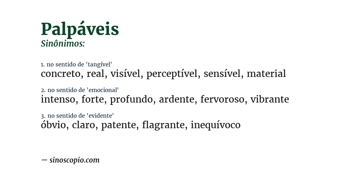 Sinônimo de palpáveis