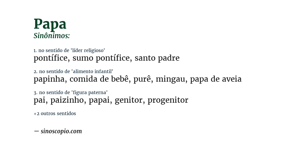 Sinônimo de papa