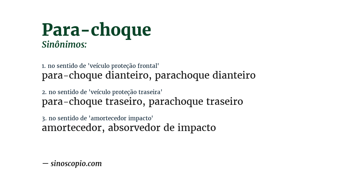 Sinônimo de para-choque
