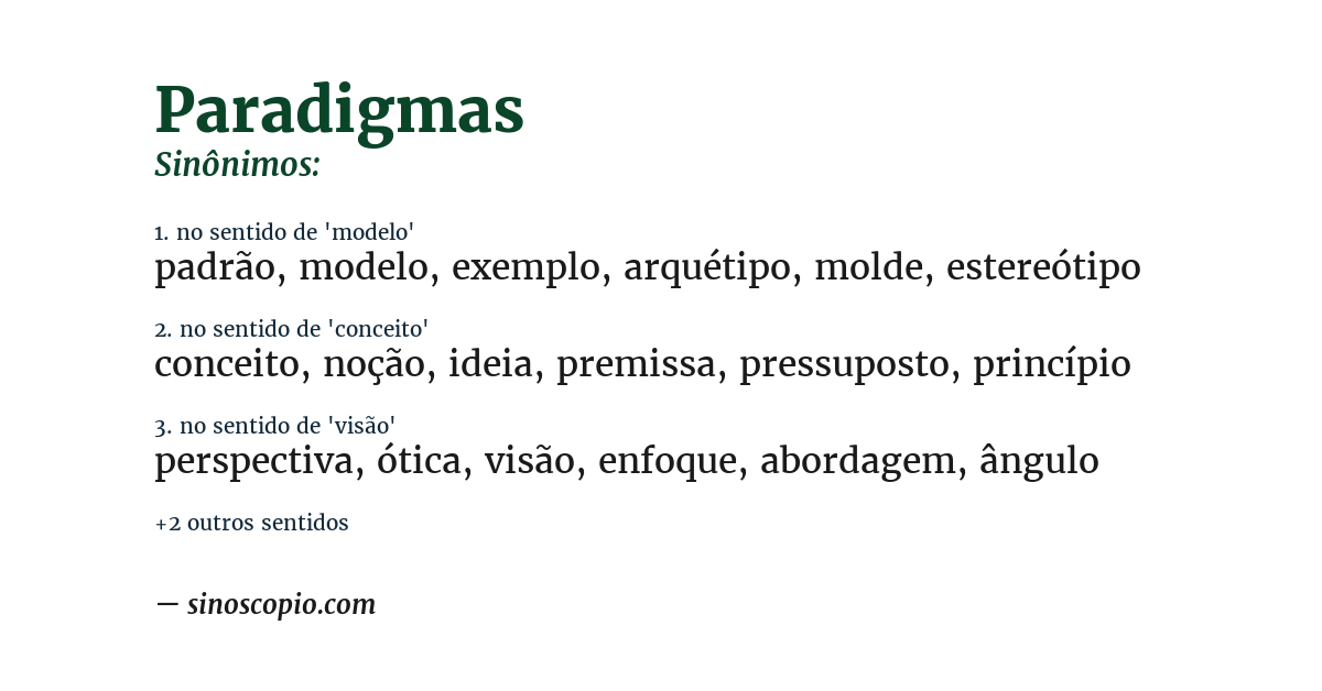 Sinônimo de paradigmas