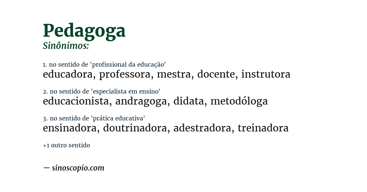 Sinônimo de pedagoga