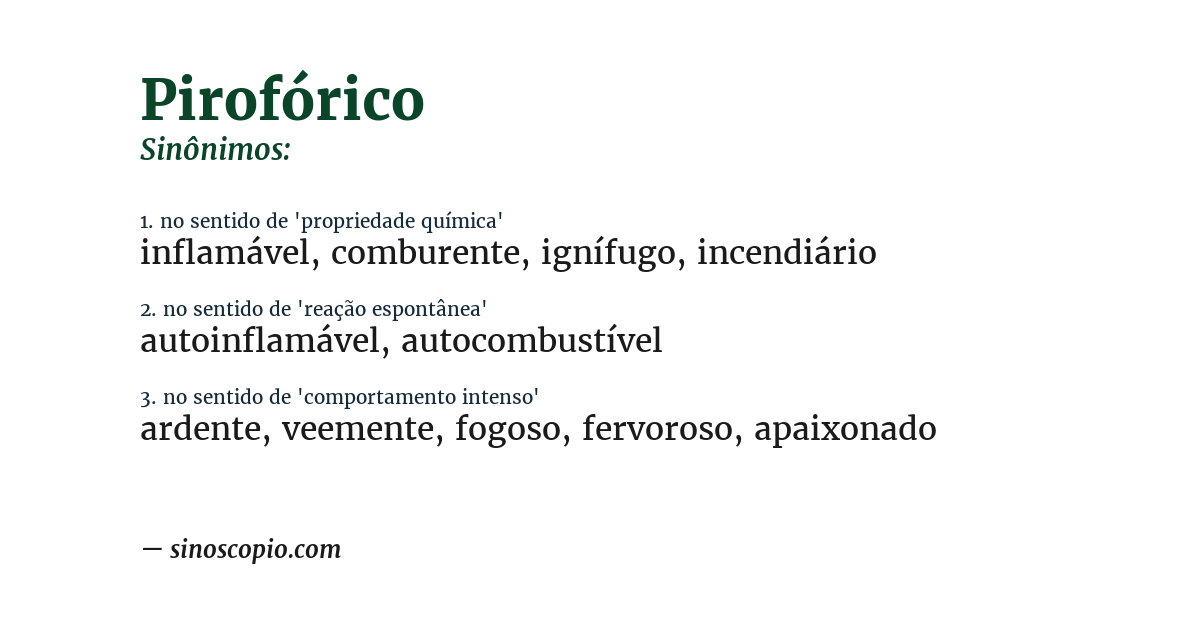 Sinônimo de pirofórico