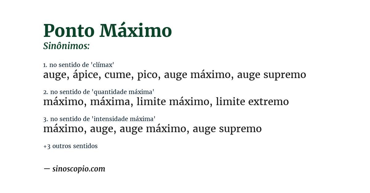 Sinônimo de ponto máximo