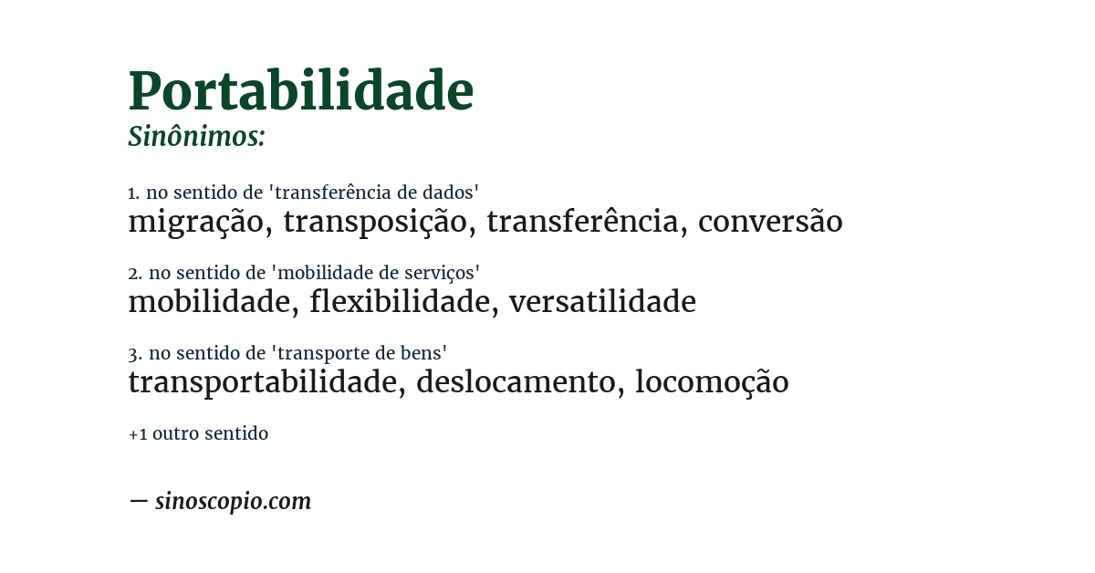 Sinônimo de portabilidade