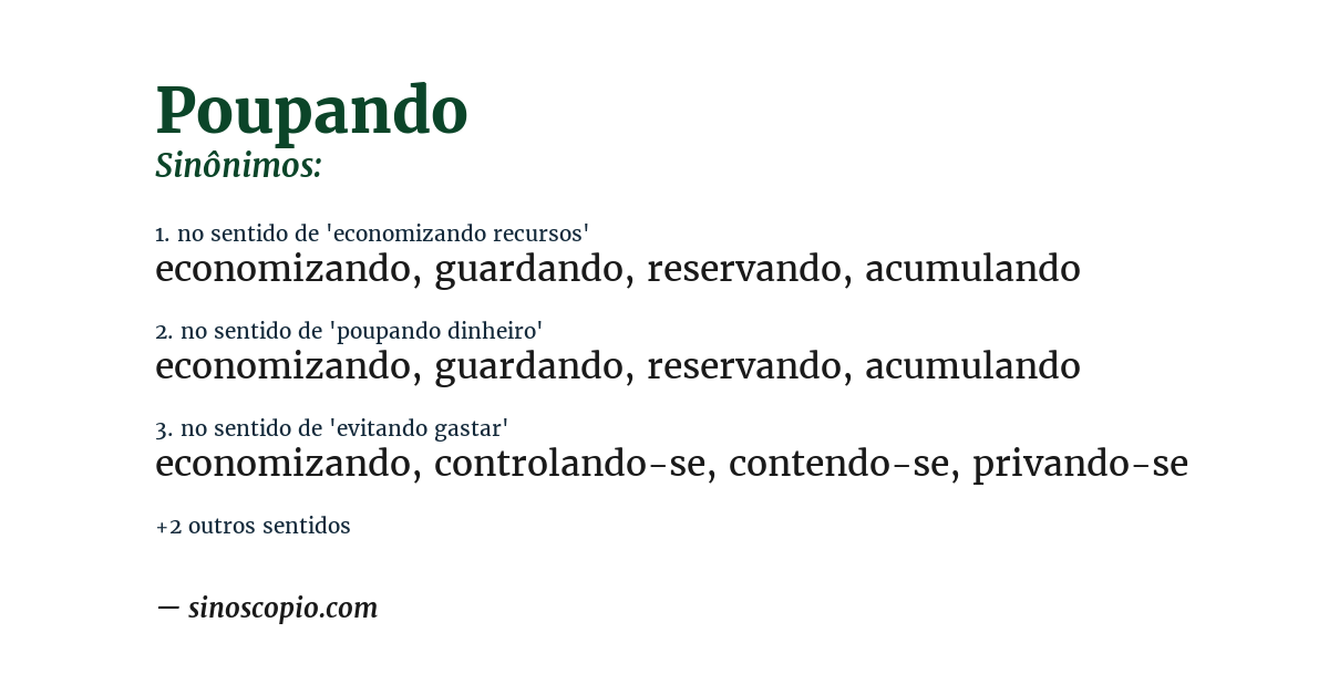 Sinônimo de poupando