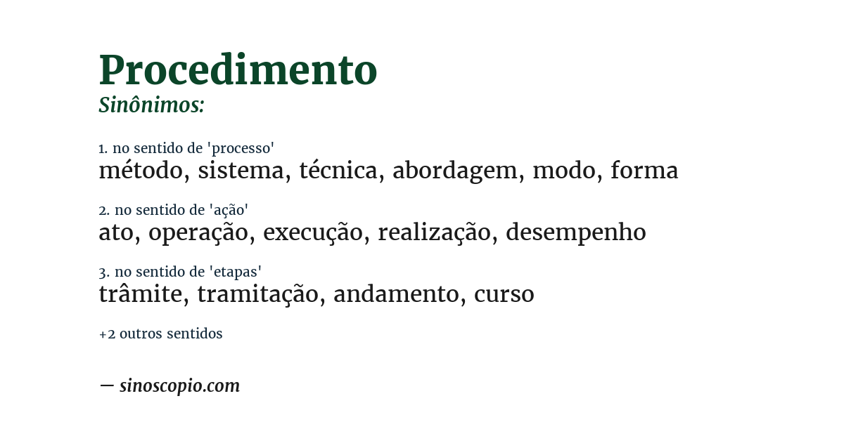 Sinônimo de procedimento