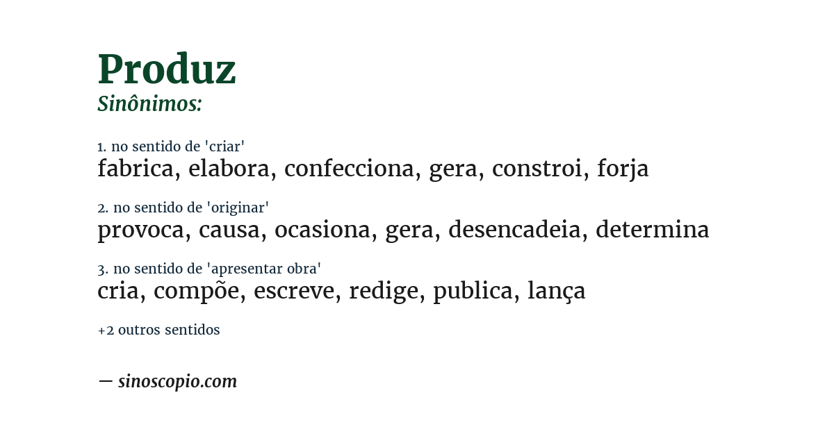 Sinônimo de produz