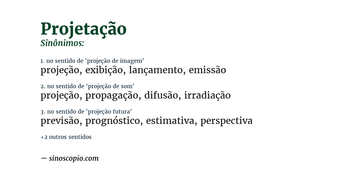Sinônimo de projetação