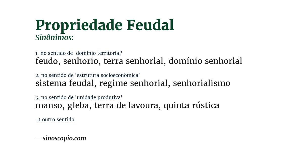 Sinônimo de propriedade feudal