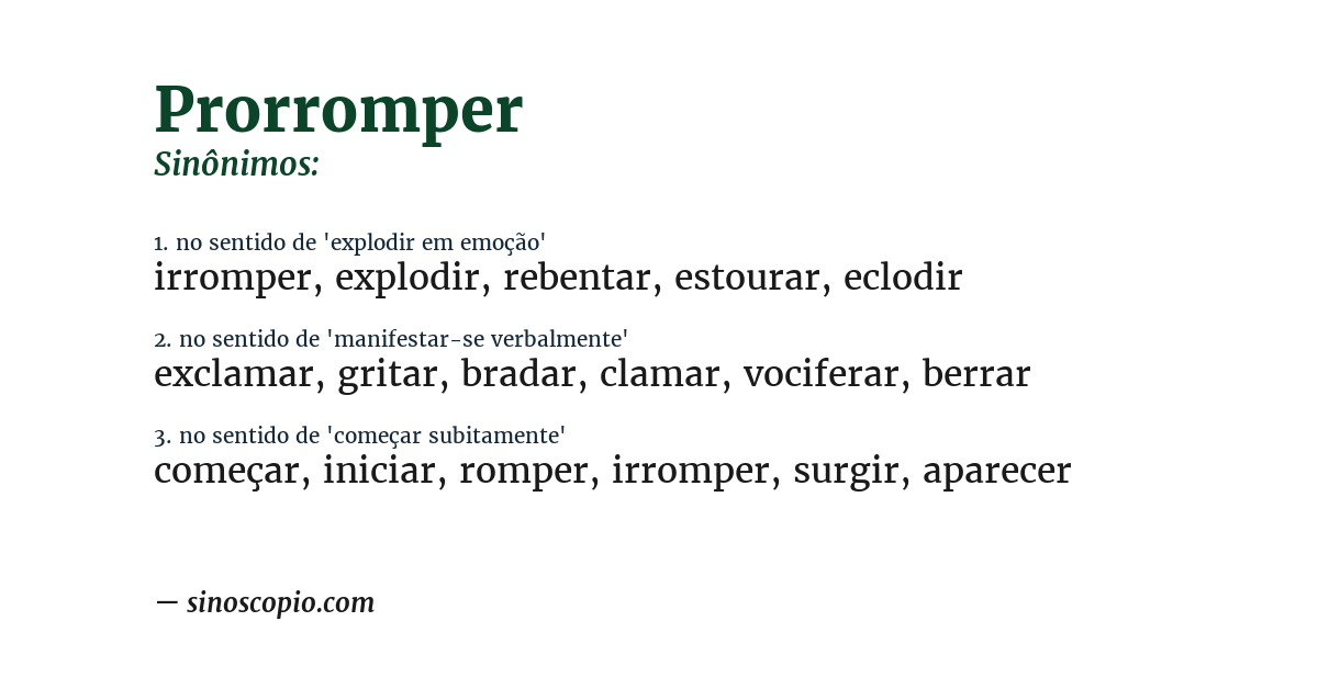 Sinônimo de prorromper