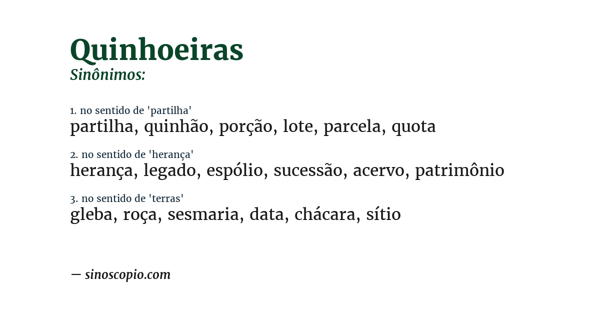Sinônimo de quinhoeiras