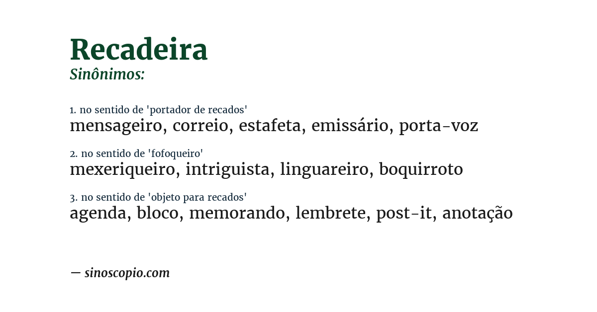 Sinônimo de recadeira