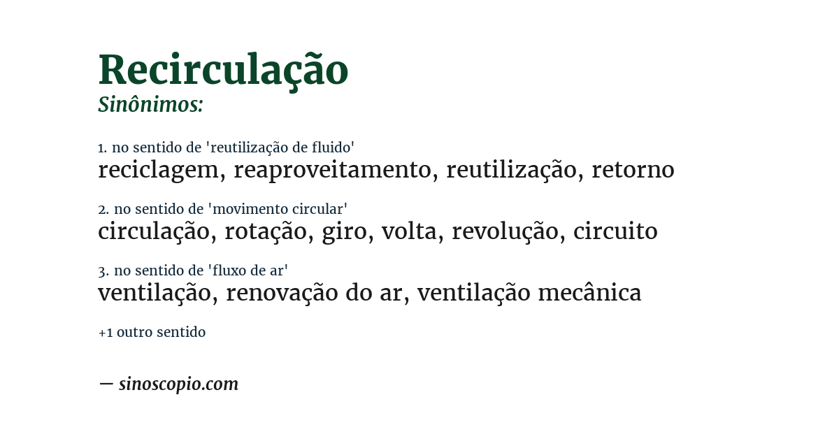 Sinônimo de recirculação