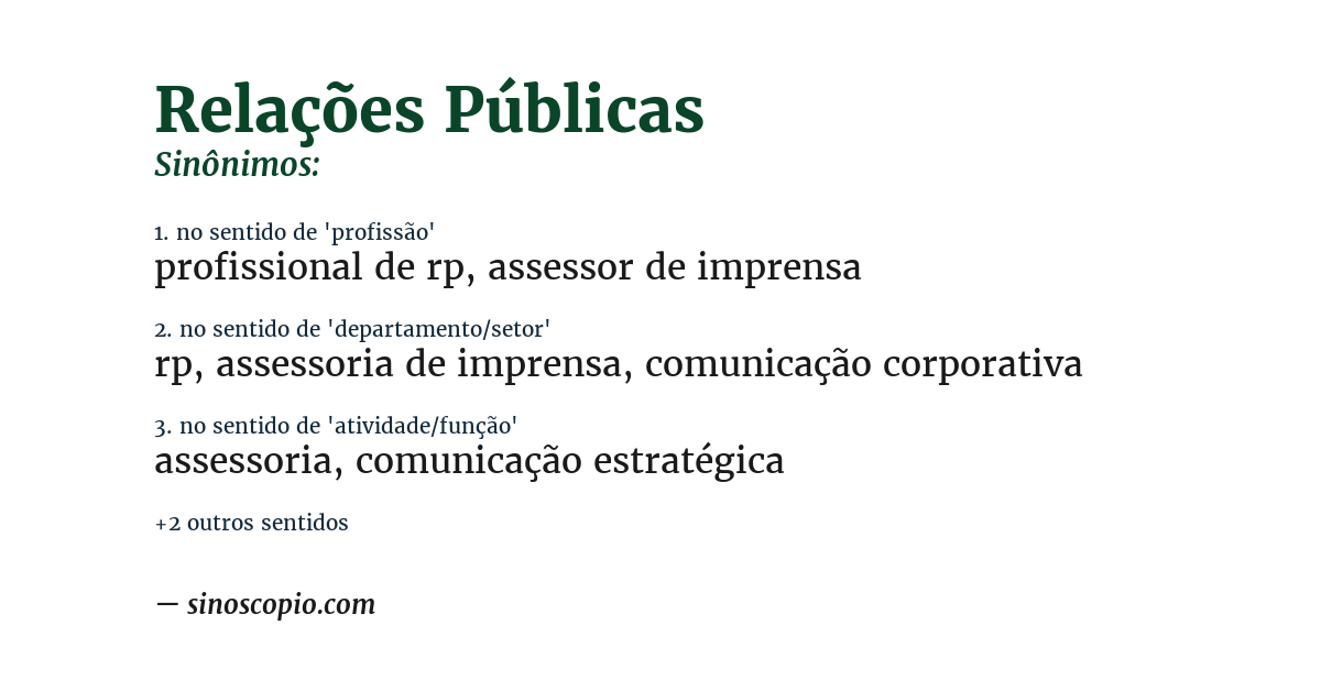 Sinônimo de relações públicas