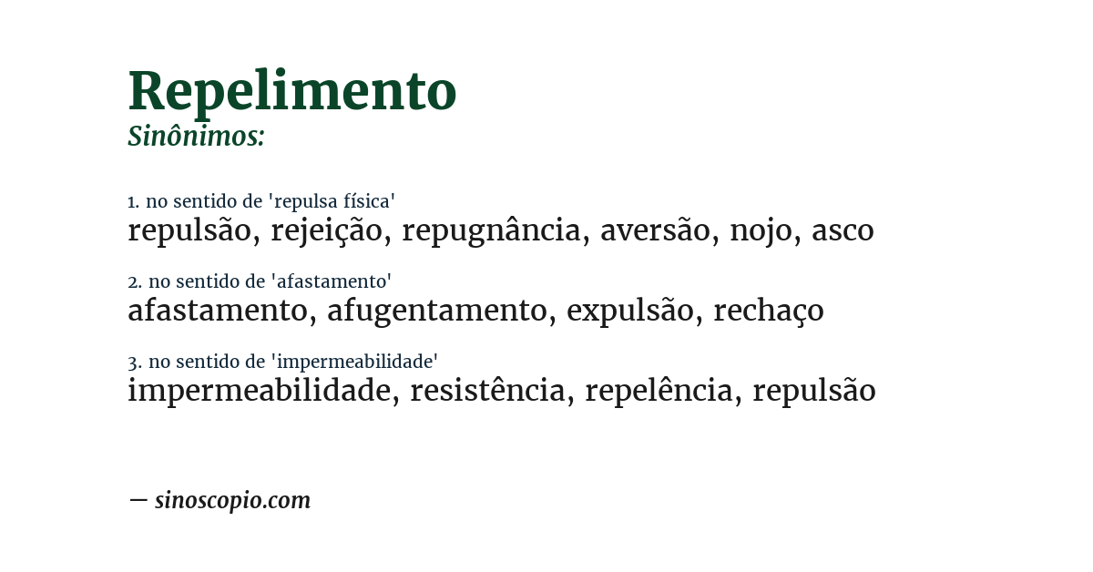 Sinônimo de repelimento