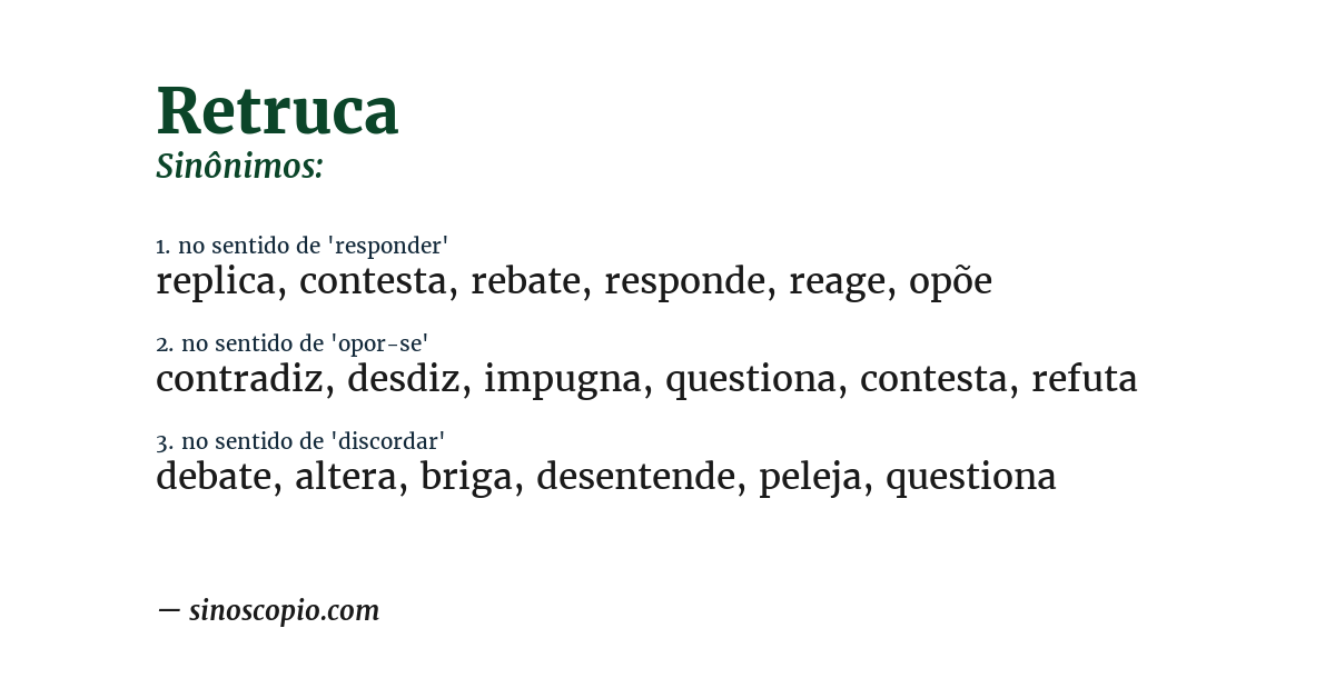 Sinônimo de retruca