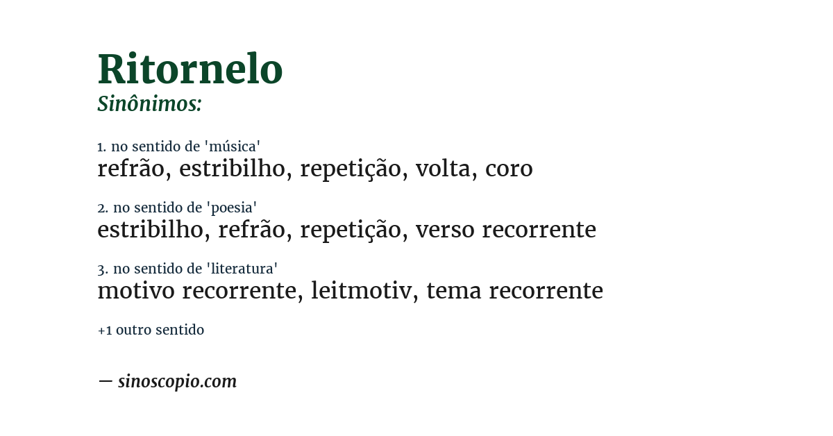 Sinônimo de ritornelo