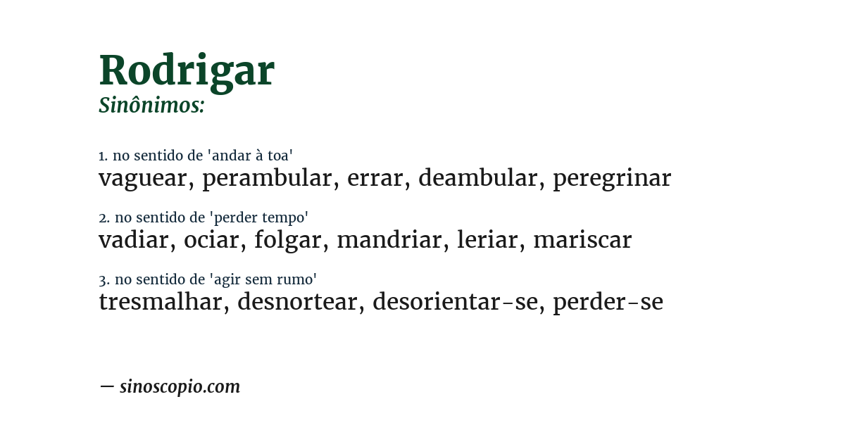 Sinônimo de rodrigar