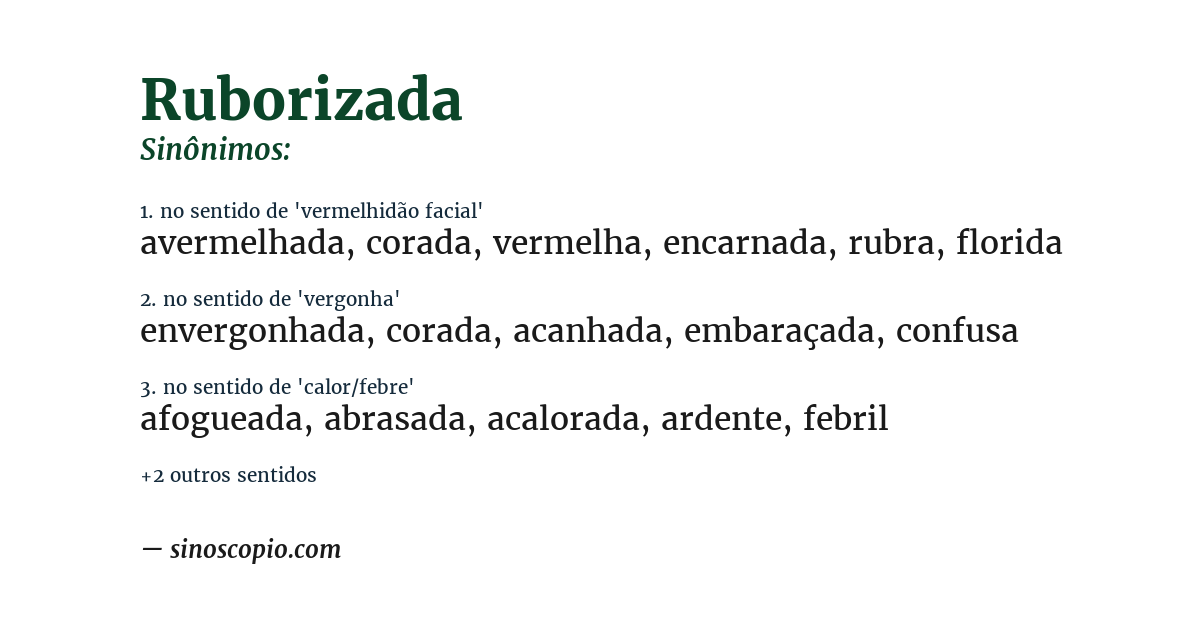 Sinônimo de ruborizada