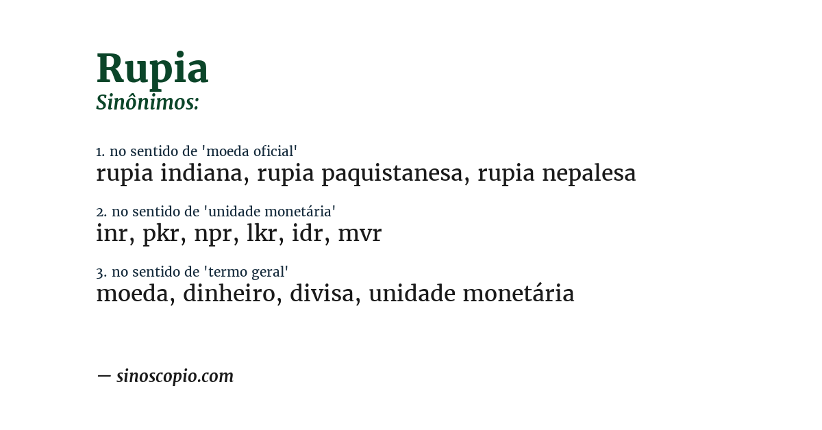 Sinônimo de rupia