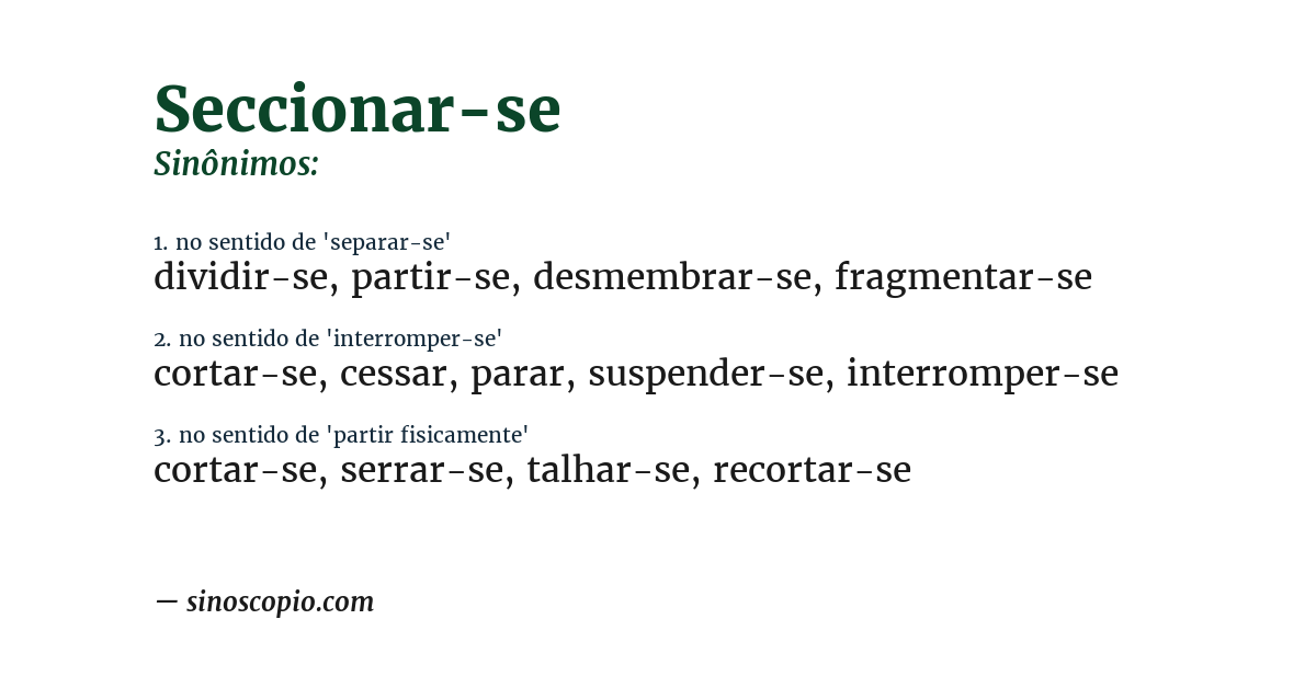 Sinônimo de seccionar-se