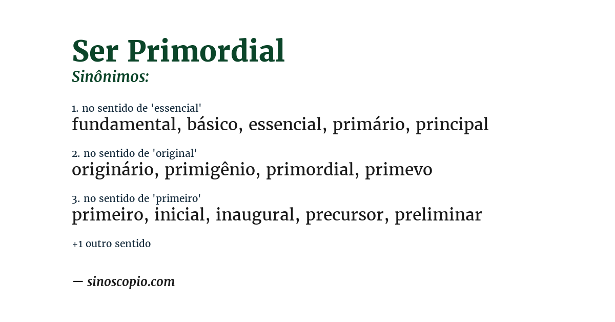 Sinônimo de ser primordial