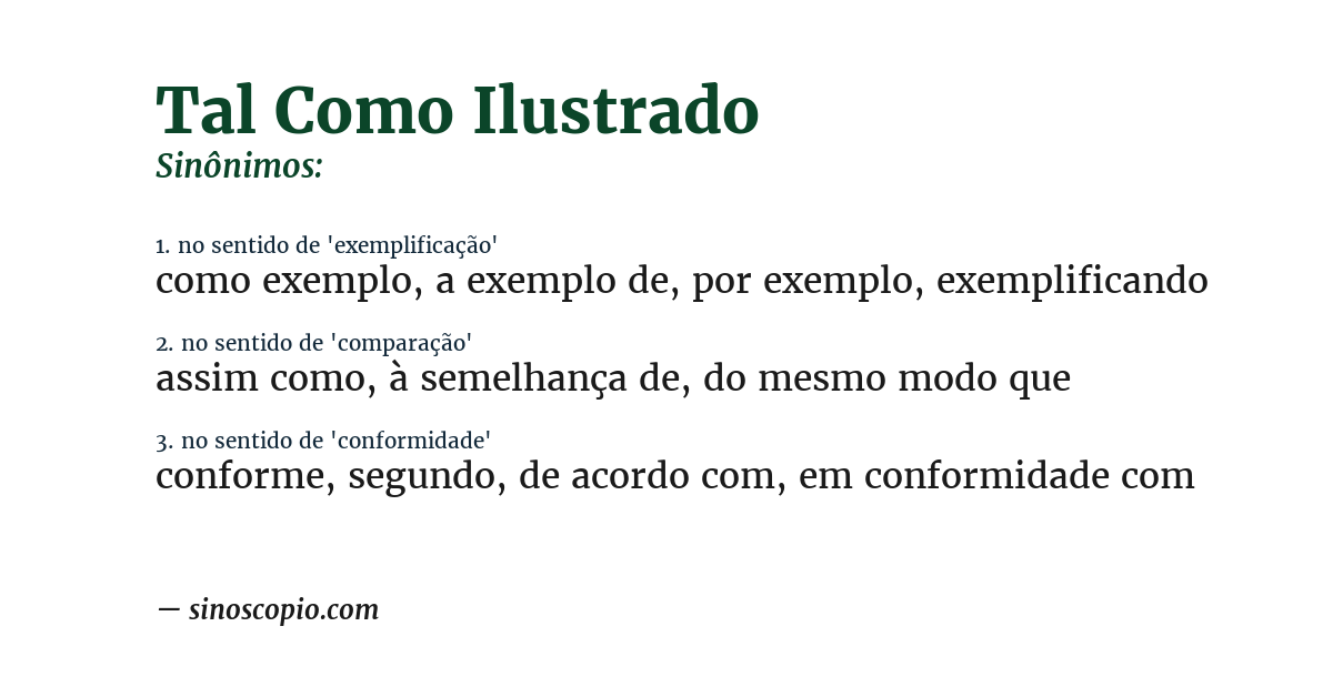 Sinônimo de tal como ilustrado