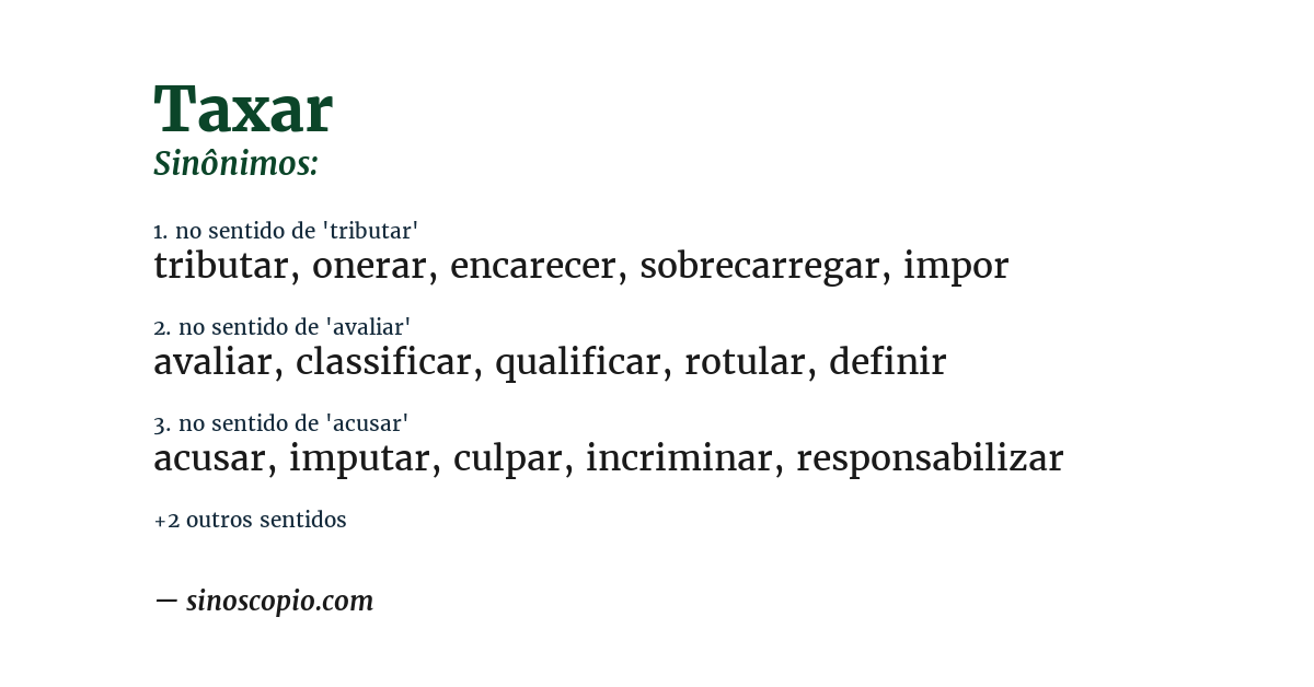 Sinônimo de taxar