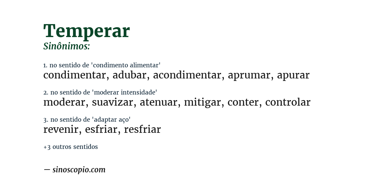 Sinônimo de temperar