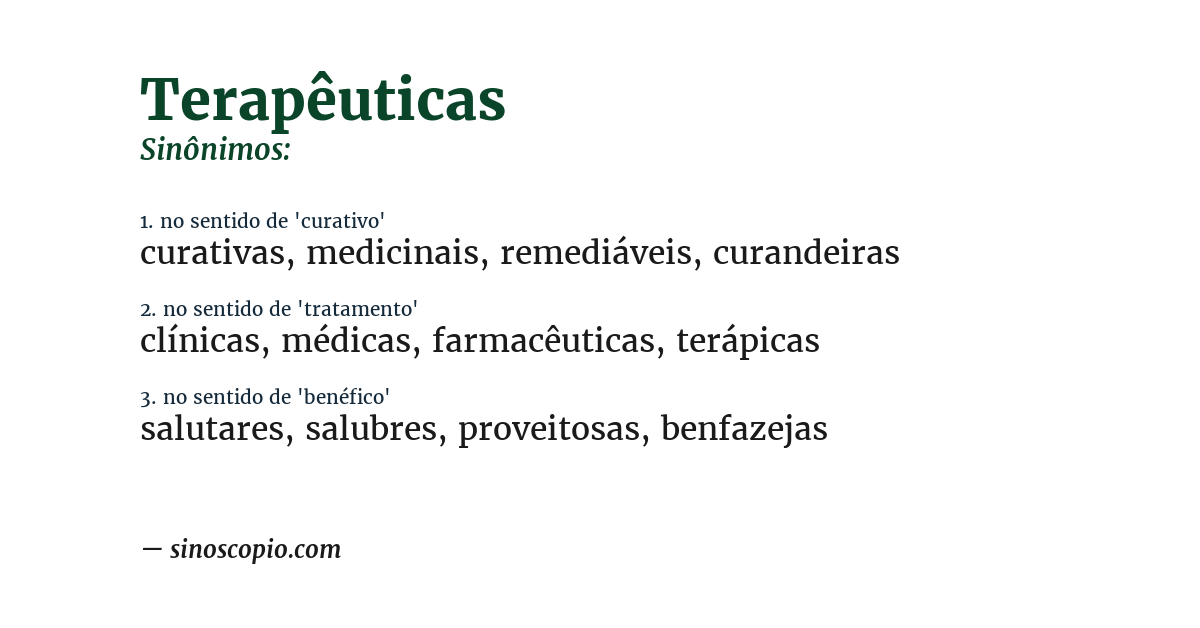 Sinônimo de terapêuticas