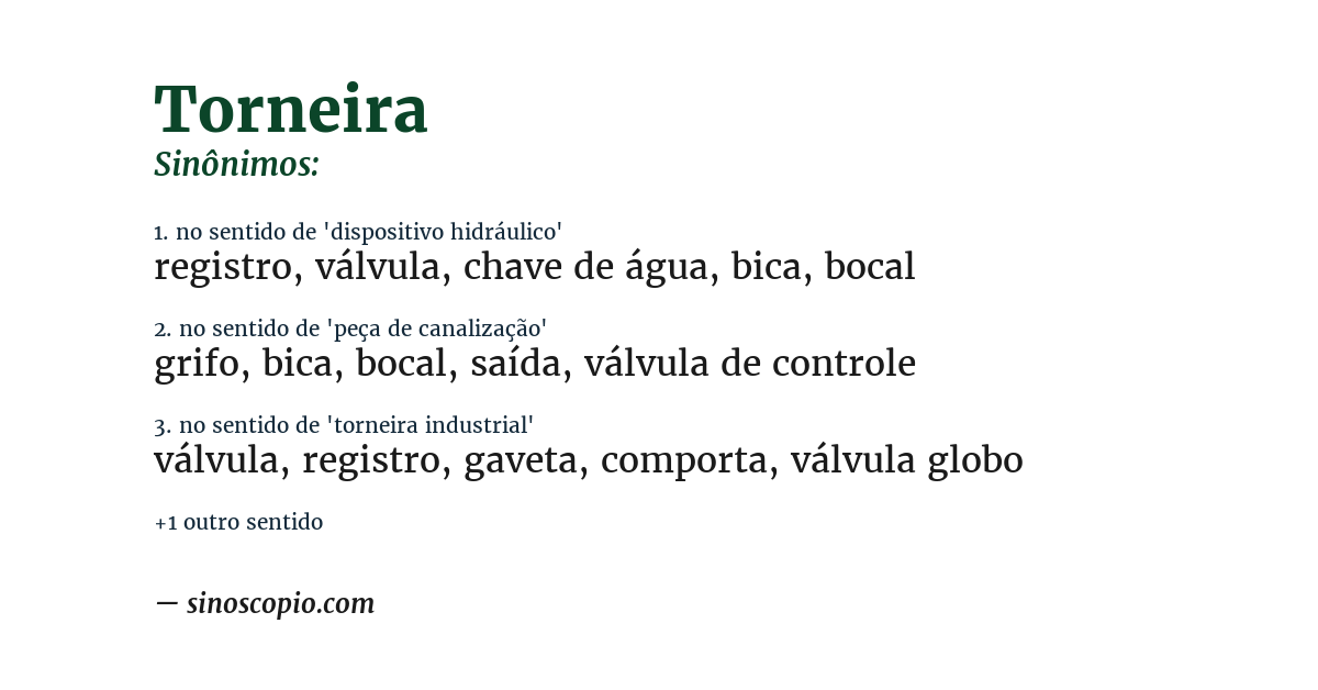Sinônimo de torneira