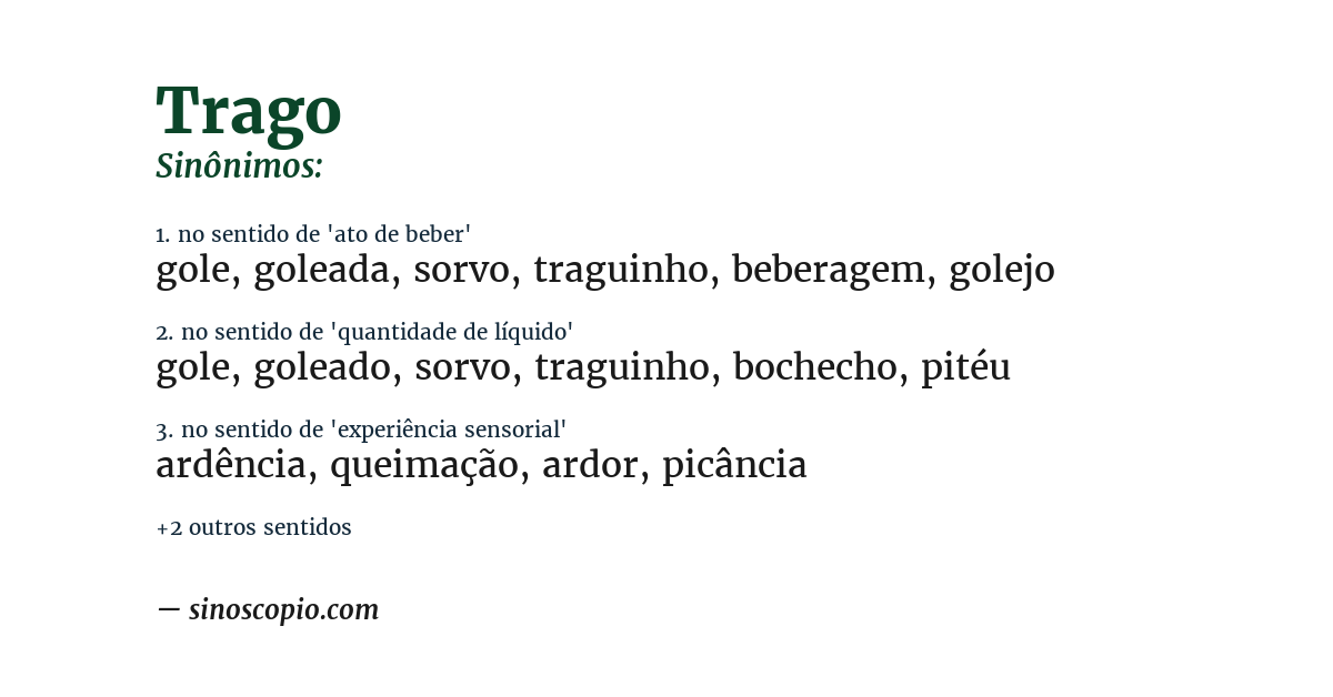 Sinônimo de trago