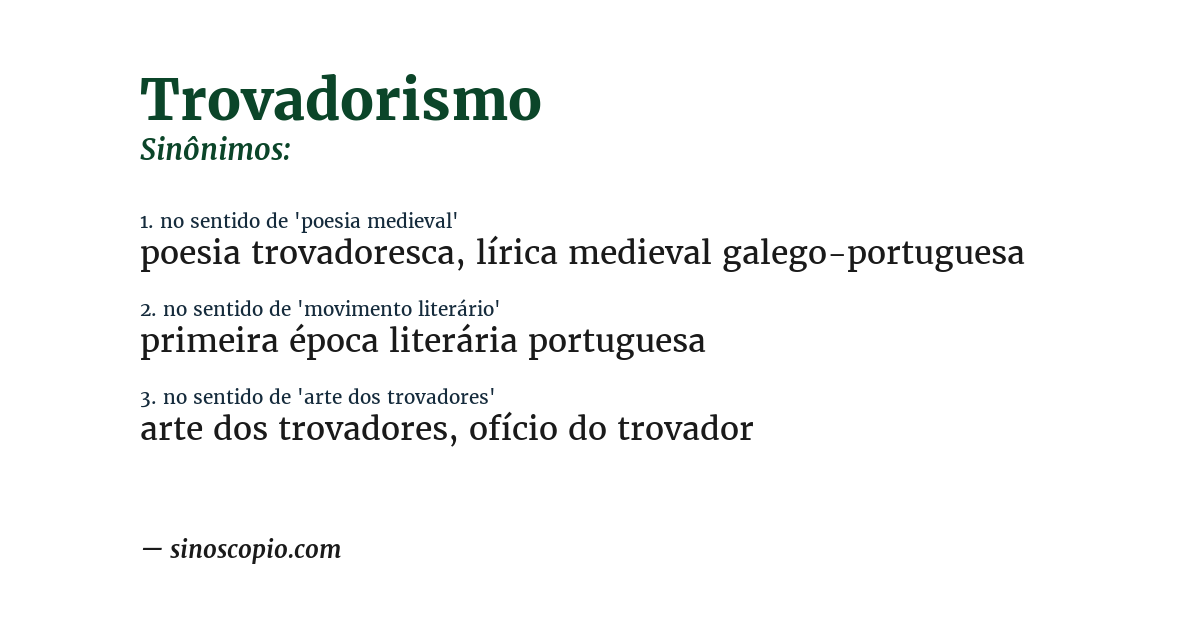 Sinônimo de trovadorismo