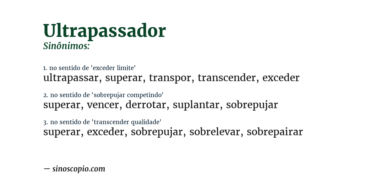 Sinônimo de ultrapassador