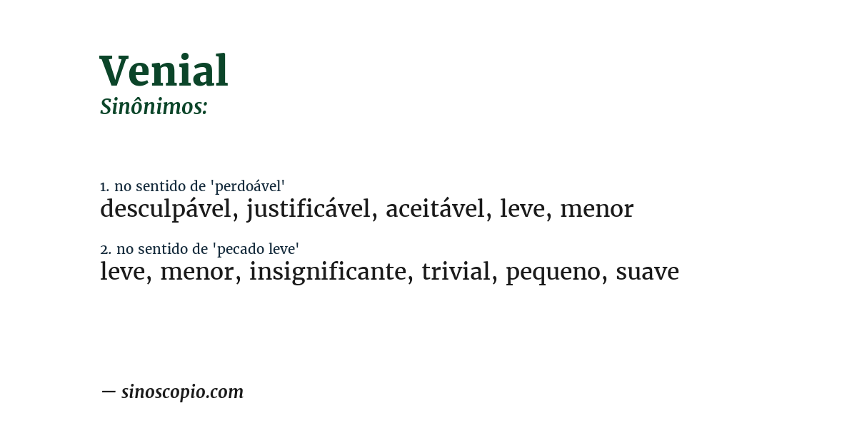 Sinônimo de venial