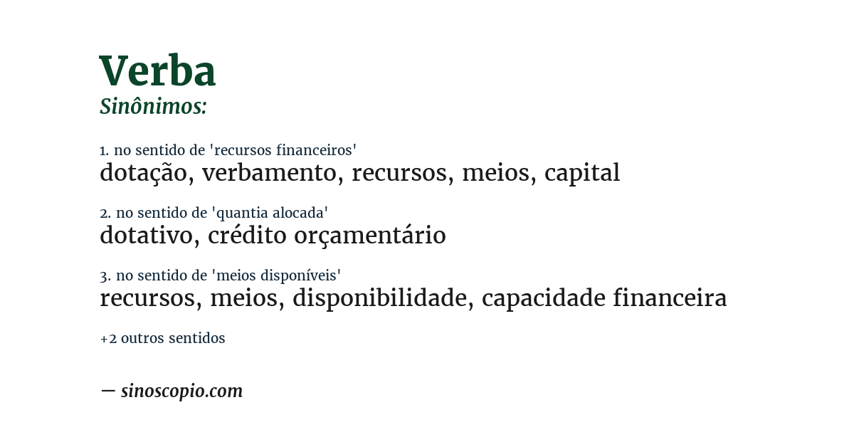Sinônimo de verba