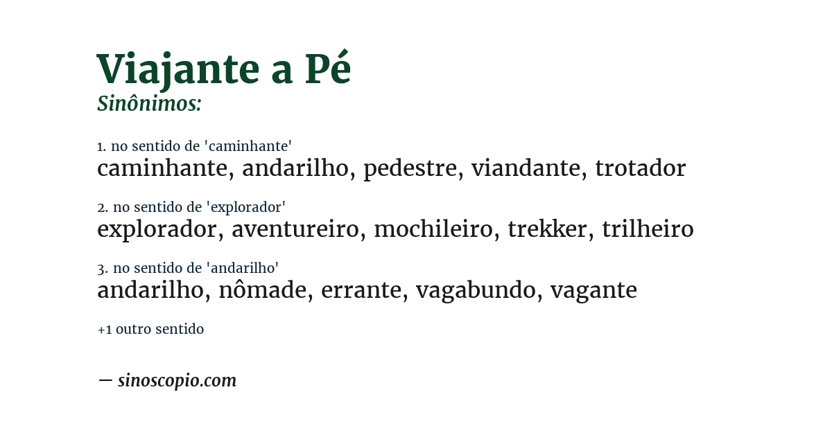 Sinônimo de viajante a pé