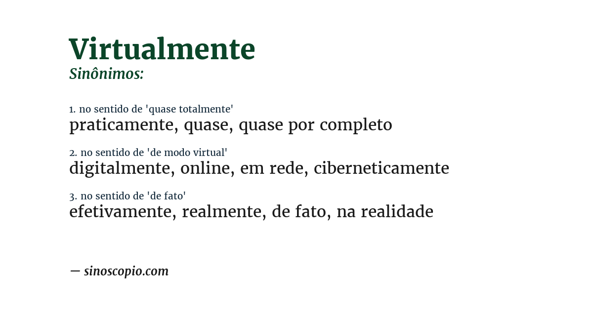 Sinônimo de virtualmente