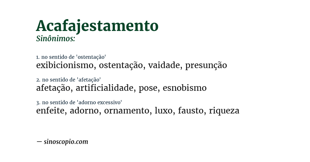 Sinônimo de acafajestamento