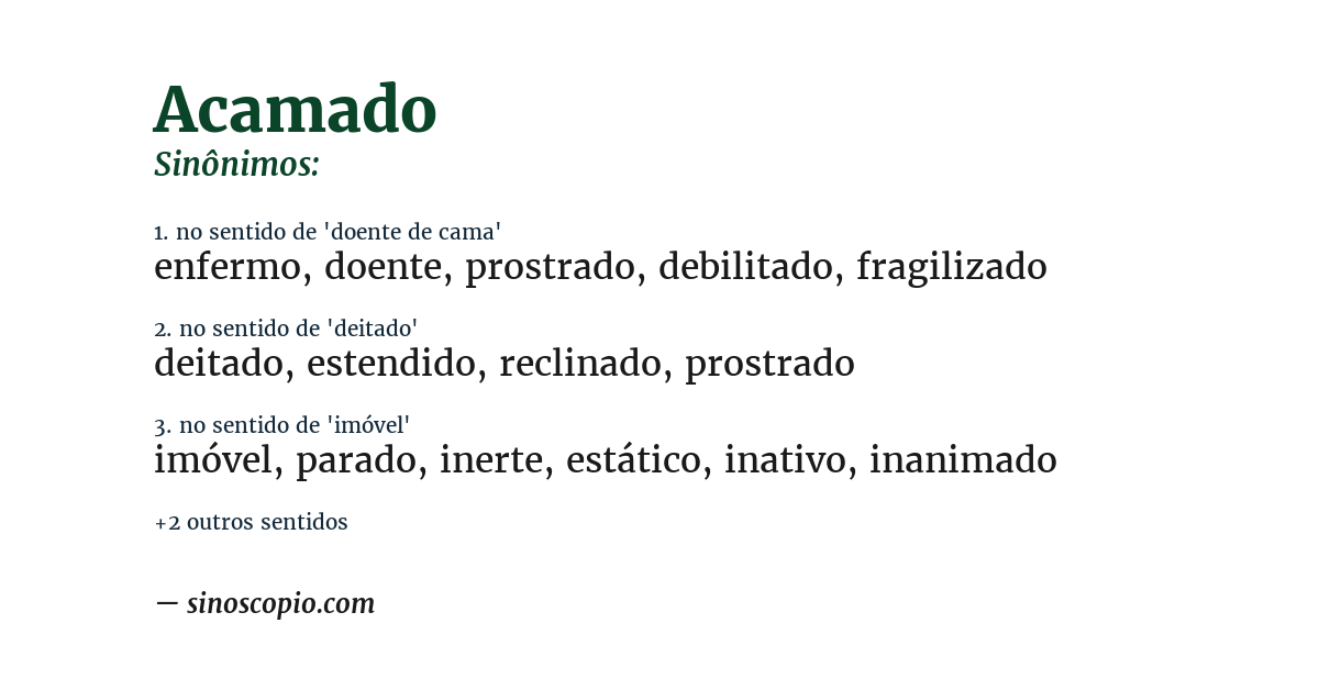 Sinônimo de acamado