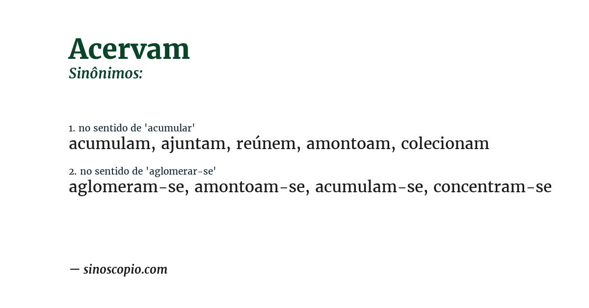 Sinônimo de acervam