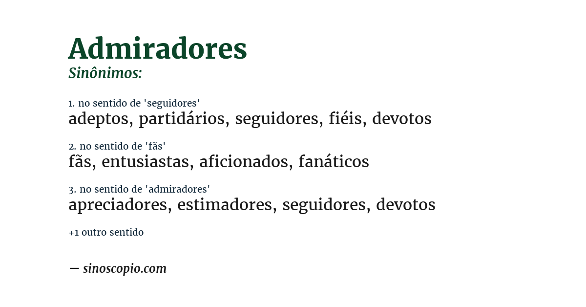 Sinônimo de admiradores