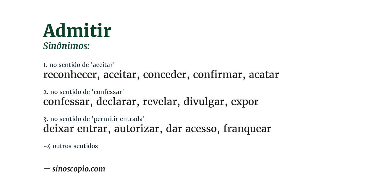 Sinônimo de admitir