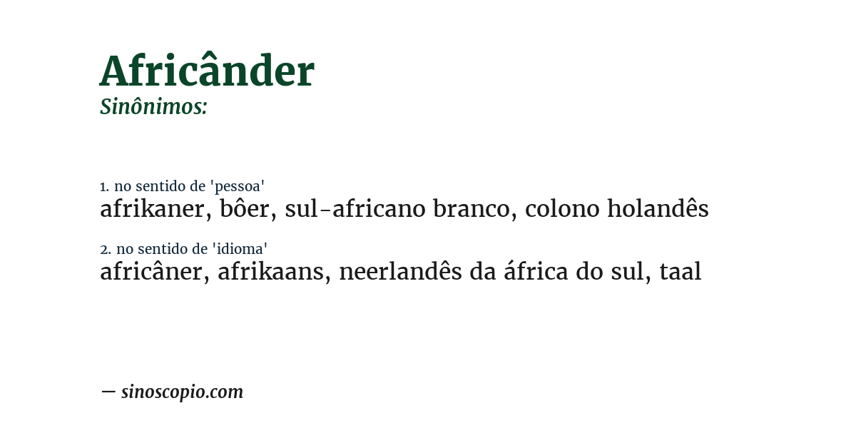 Sinônimo de africânder