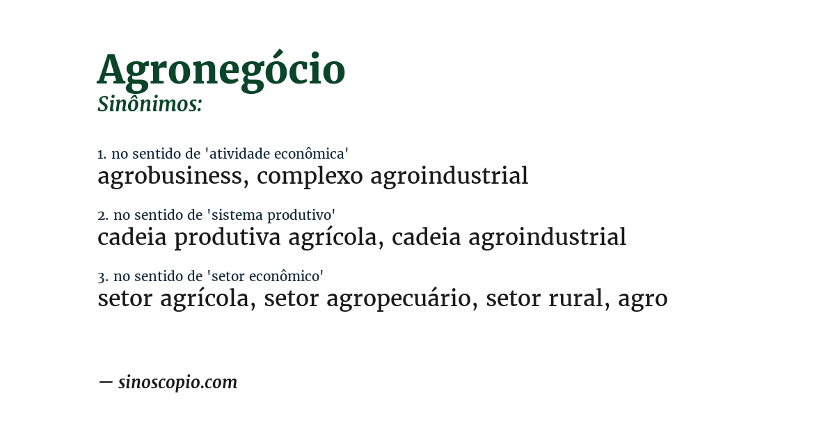 Sinônimo de agronegócio