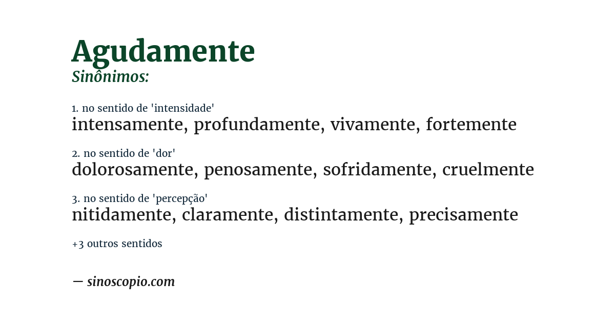 Sinônimo de agudamente
